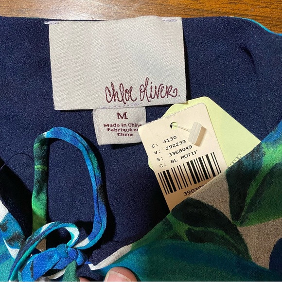 NWT ANTHROPOLOGIE Chloe Oliver Turquoise Tropical Palm Swing Dress size Medium - Picture 10 of 11